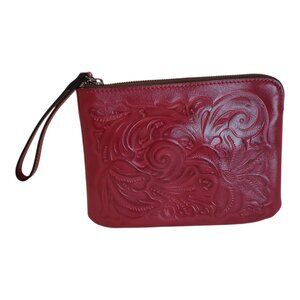 Patricia Nash Cassini Wristlet in Burnished Tooled Magenta